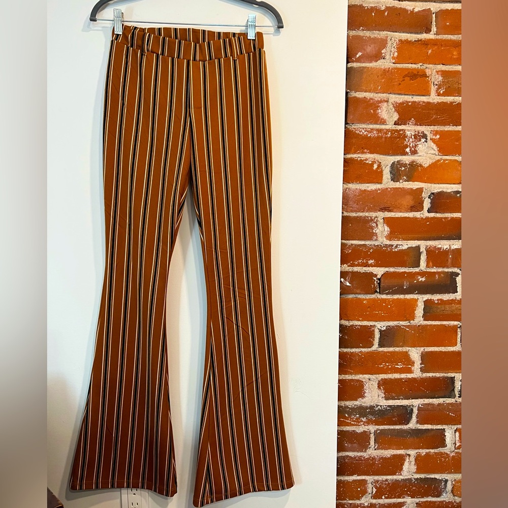 NWOT Alter’d State Hippie Work or Play Pants. Burnt orange, striped, fittedflare